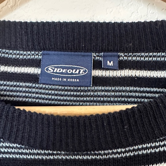 Made in Korea Men's Striped Crewneck Sweater - Navy and Light Blue - Picture 3 of 4